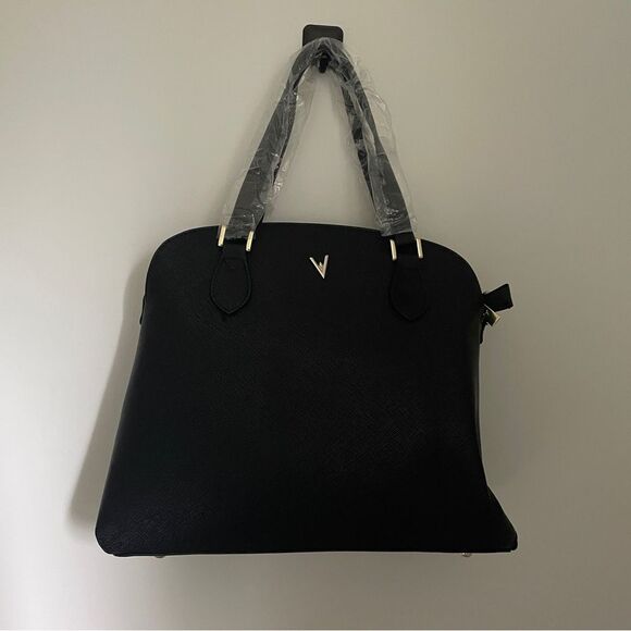 Vanessa Williams Pebbled Leather Tote Bag Large Black Classic Old Money Purse - Picture 1 of 9